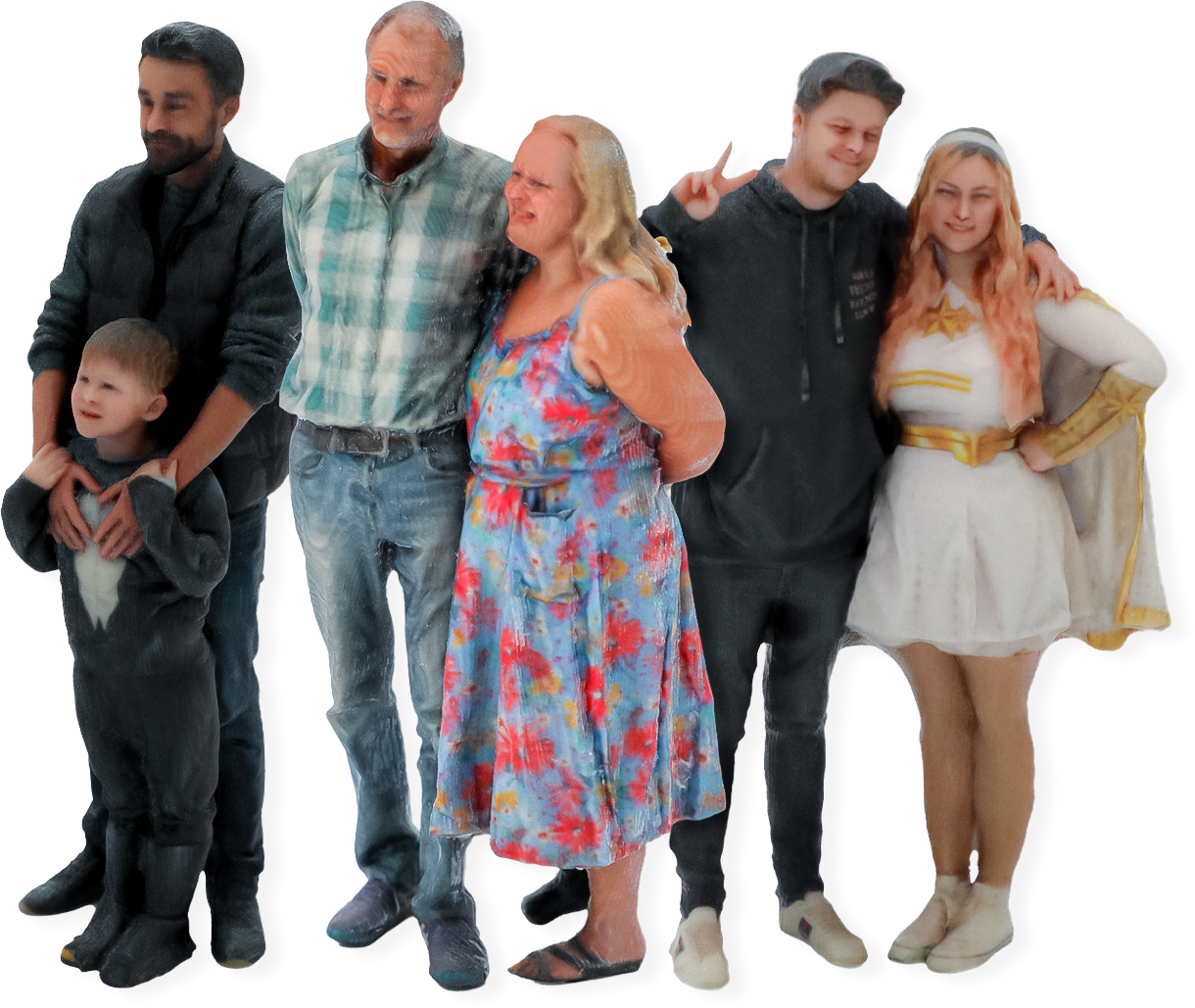 A family of 3D printed figurines