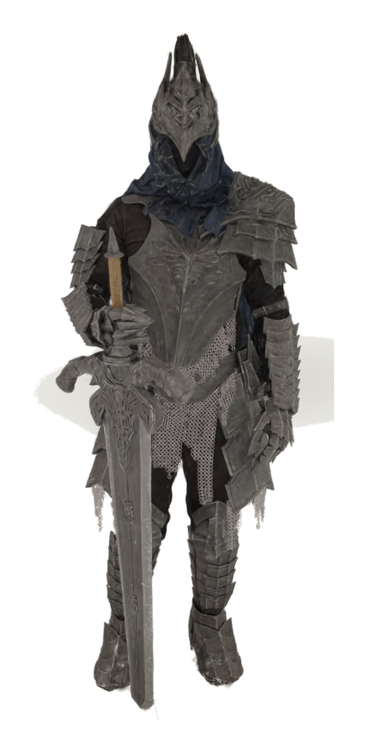 A cosplayer in full armour captured as a 3D printed figurine