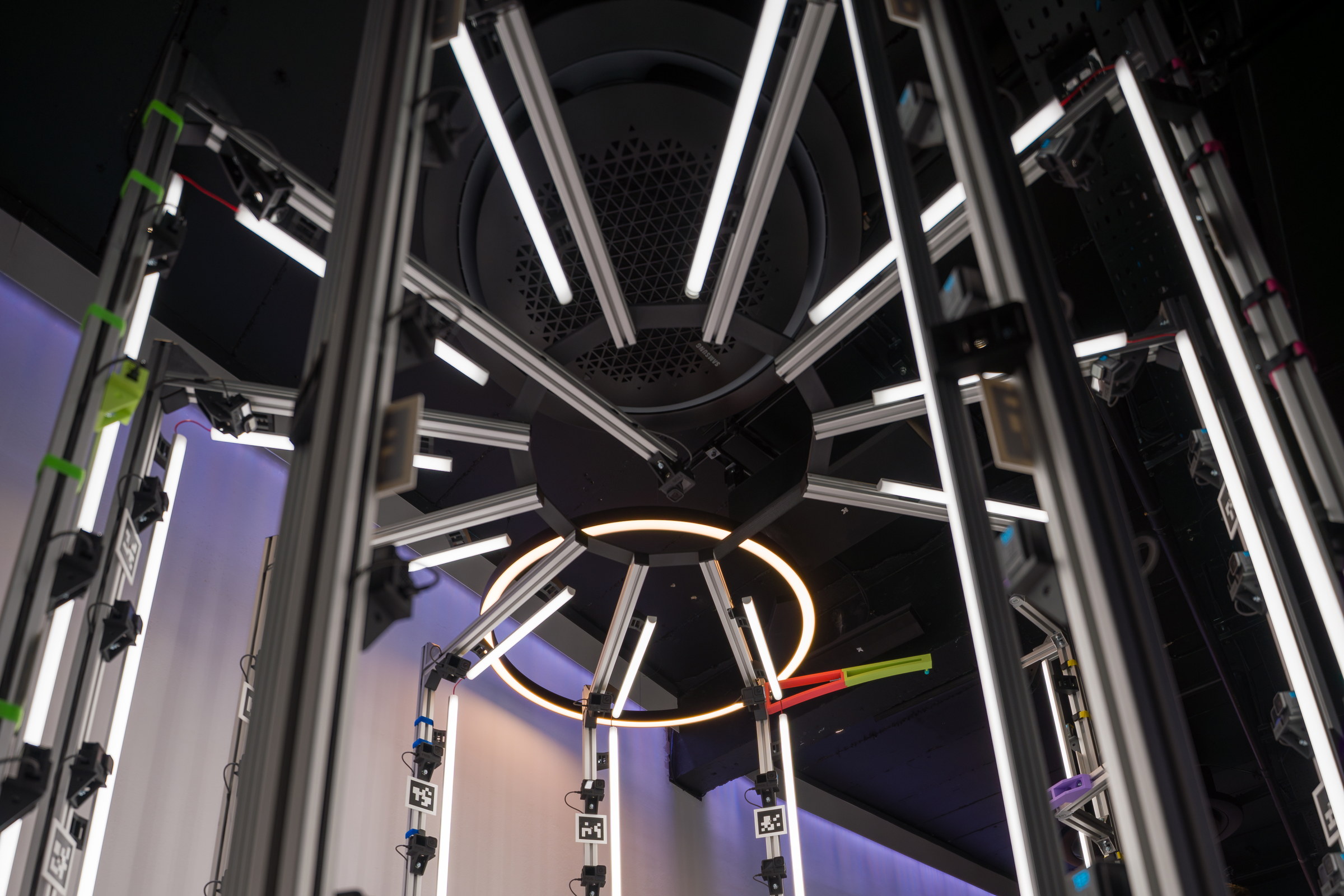 Looking up into the 97-camera scanning rig
