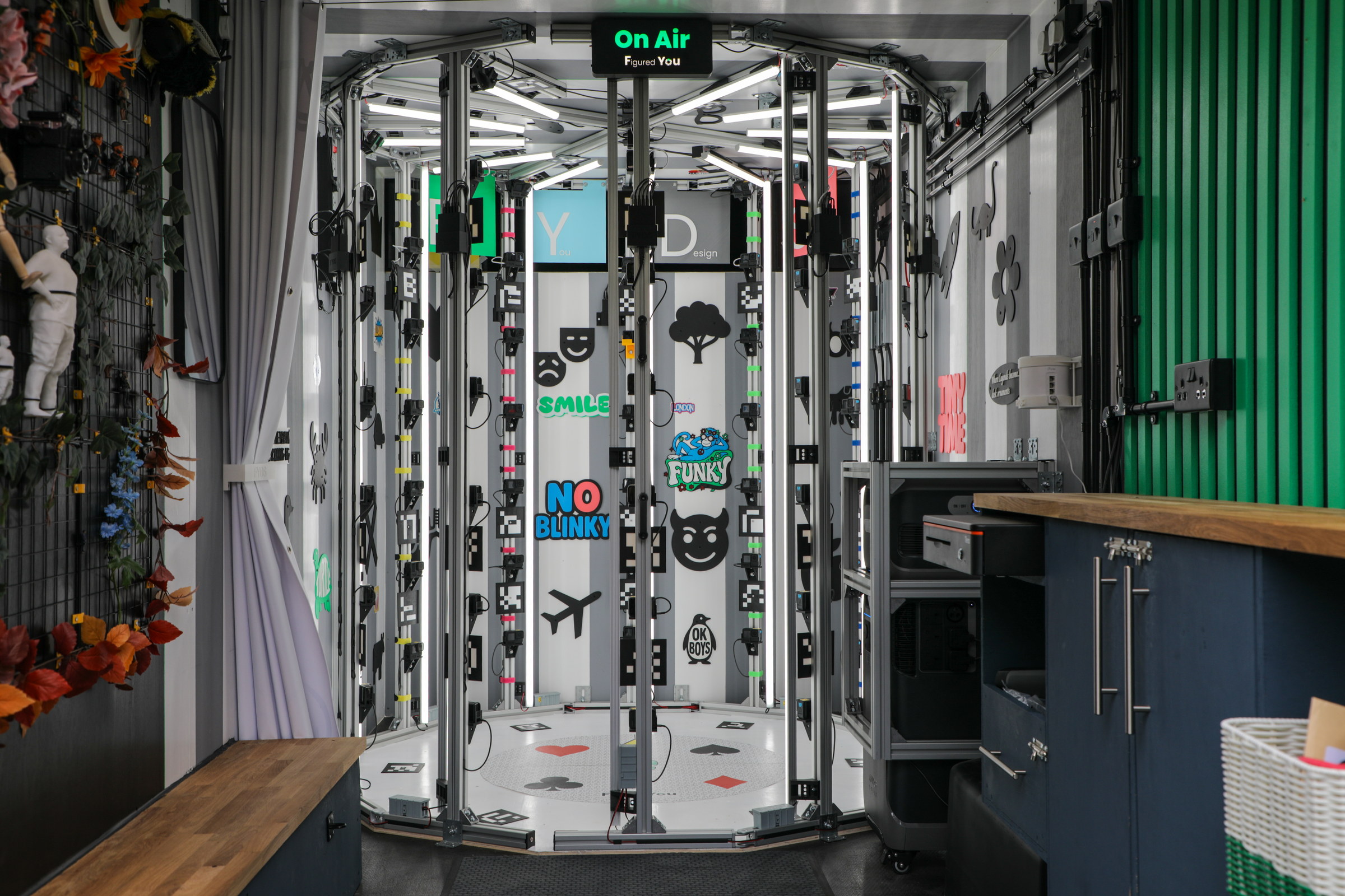 The 97-camera scanning rig inside the Figured You mobile studio