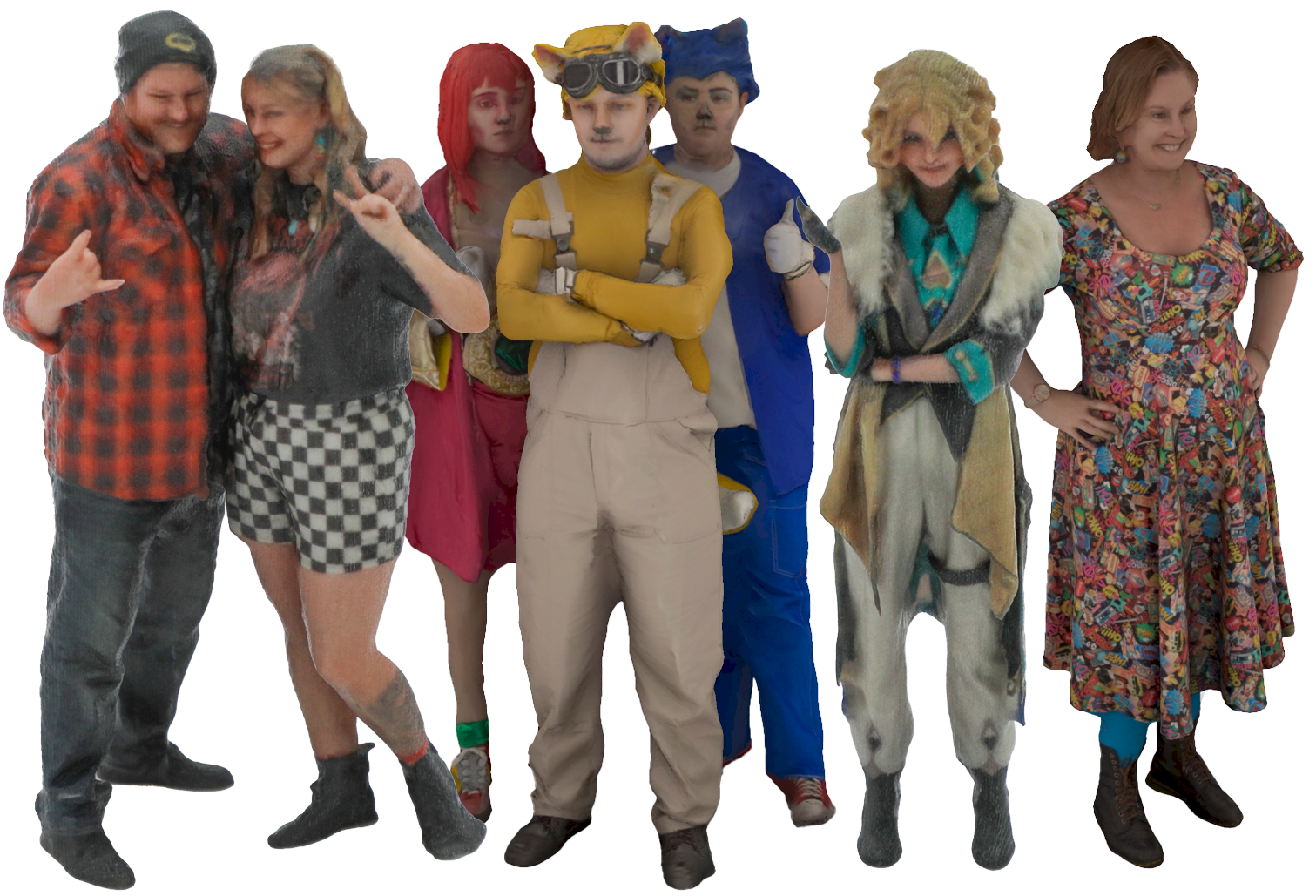A group of 3D scanned people