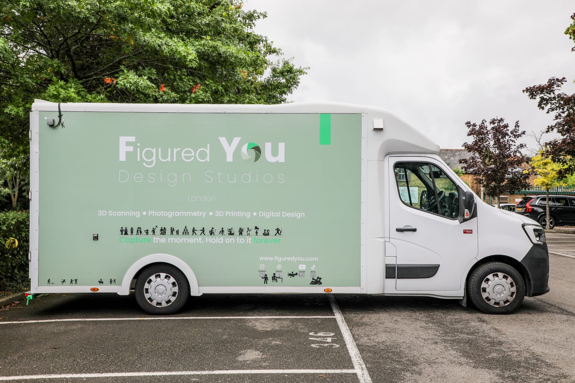 Side profile of the Figured You studio van